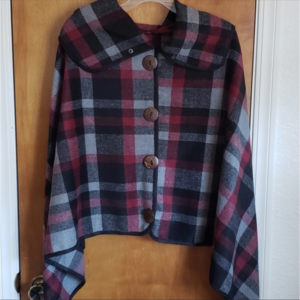 FASHION BY MIRABEAU Cape plaid medium-large/Osfa